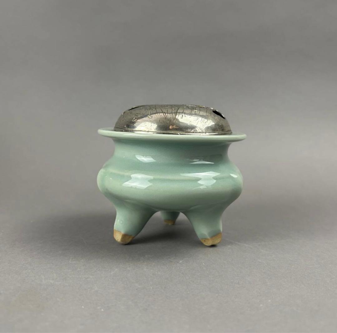 平安蘇山作 青磁香炉 古美術　骨董品　茶道具　陶磁器　香道具　工芸品　香炉　青磁