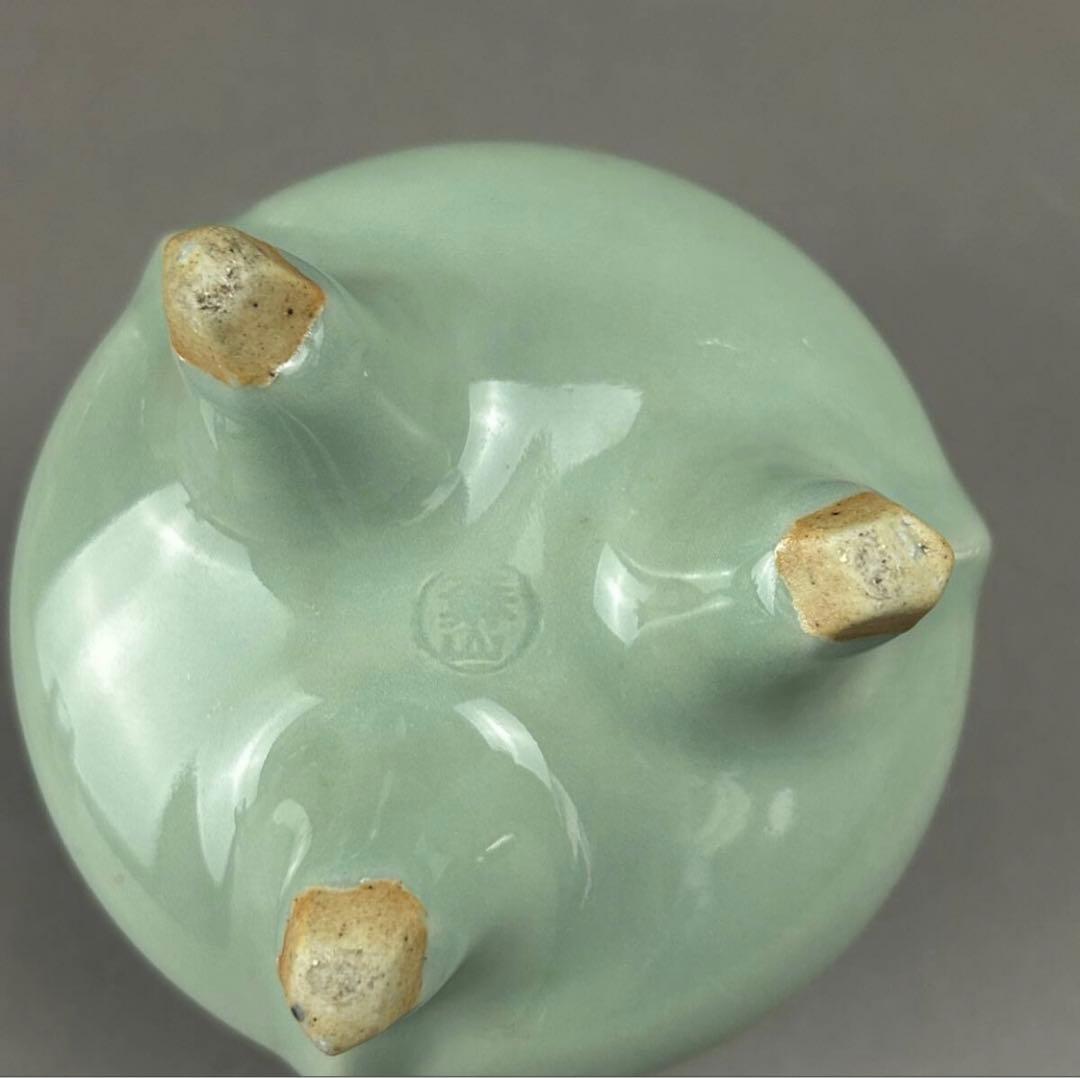 平安蘇山作 青磁香炉 古美術　骨董品　茶道具　陶磁器　香道具　工芸品　香炉　青磁